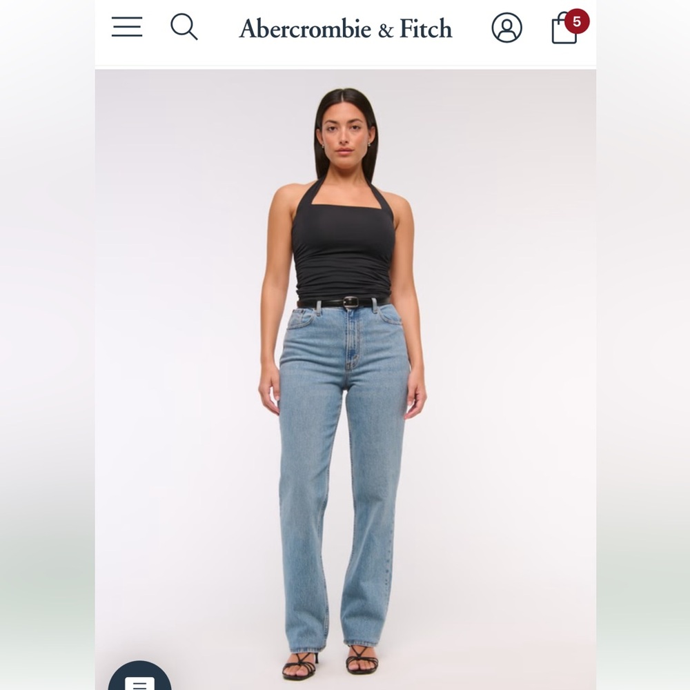 Abercrombie curve love High-Rise Straight Jeans in Light Blue